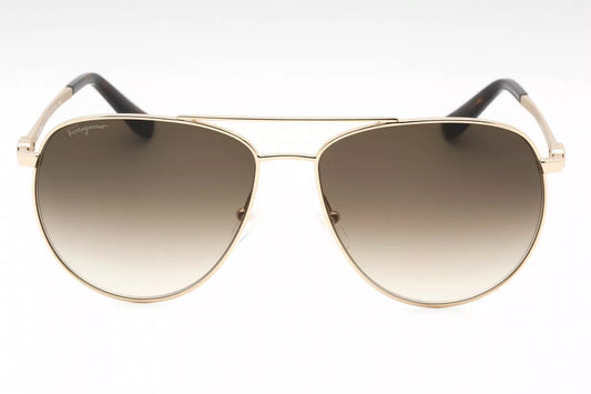 SALVATORE FERRAGAMO SF157S 717 Sunglasses Gold Frame Grey Gradient Lenses 60mm