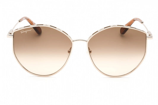 SALVATORE FERRAGAMO SF264S 796 Sunglasses Gold Frame Beige Gradient Lenses 60mm