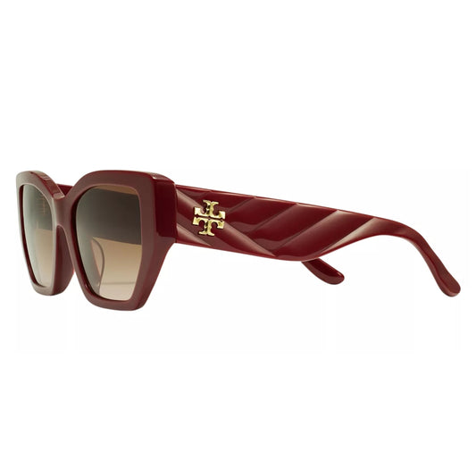 Tory Burch Kira Women's Berry Red Geometric Cat-Eye Sunglasses TY7187U-201813-53