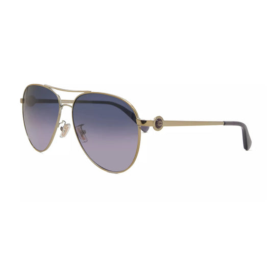 Coach Women's Shiny Light Gold-Tone Aviator Sunglasses - HC7128-90058H-58