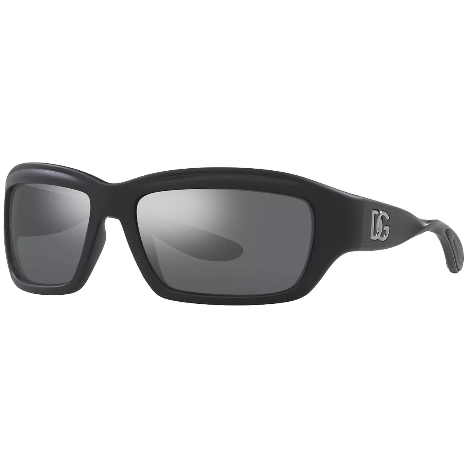 Dolce Gabbana Matte Black Wrap Sunglasses w Mirror Lens DG6191