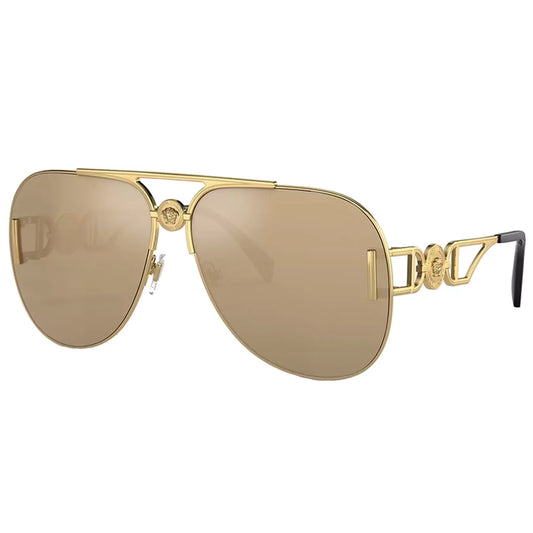 Versace Medusa Biggie Gold-Tone Pilot Sunglasses - VE2255 100203 63