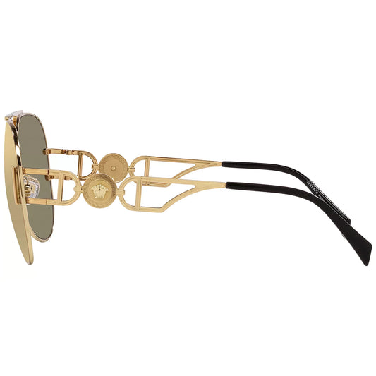 Versace Medusa Biggie Gold-Tone Pilot Sunglasses - VE2255 100203 63