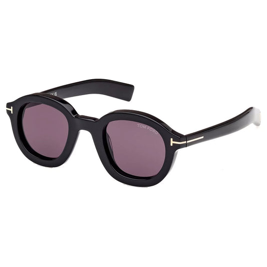 Tom Ford Raffa Men's Shiny Black Round Sunglasses - FT1100 01A 46