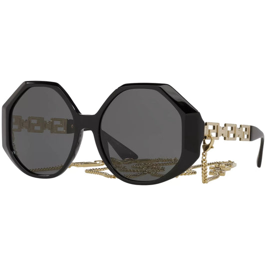 Versace Women's Black Oversized Geometric Sunglasses VE4395-534587-59