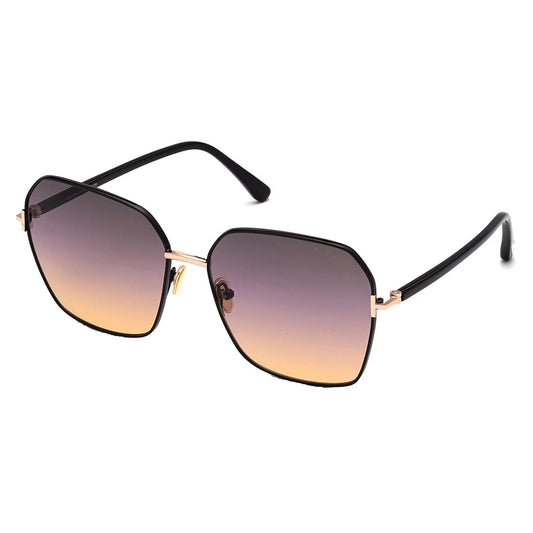 Tom Ford Claudia Black Geometric Sunglasses w/ Gradient Lens FT0839-01B-62