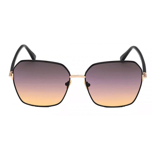 Tom Ford Claudia Black Geometric Sunglasses w/ Gradient Lens FT0839-01B-62