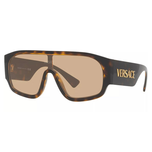 Versace Women's Havana Oversized Pilot Shield Sunglasses VE4439-10873-33