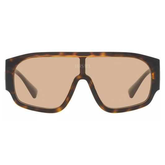 Versace Women's Havana Oversized Pilot Shield Sunglasses VE4439-10873-33