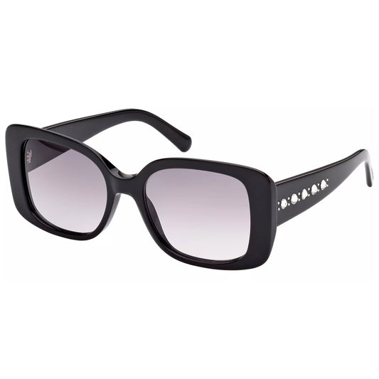 Swarovski Shiny Black Mod Square Sunglasses w/ Gradient Lens - SK0373 01B