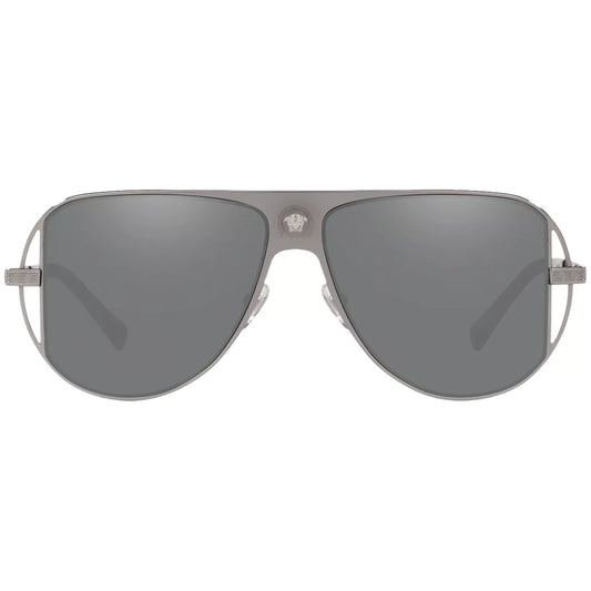 Versace Men's Gunmetal Pilot Sunglasses w/ Mirrored Lens VE2212 10016G 57