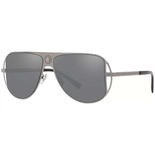 Versace Men's Gunmetal Pilot Sunglasses w/ Mirrored Lens VE2212 10016G 57