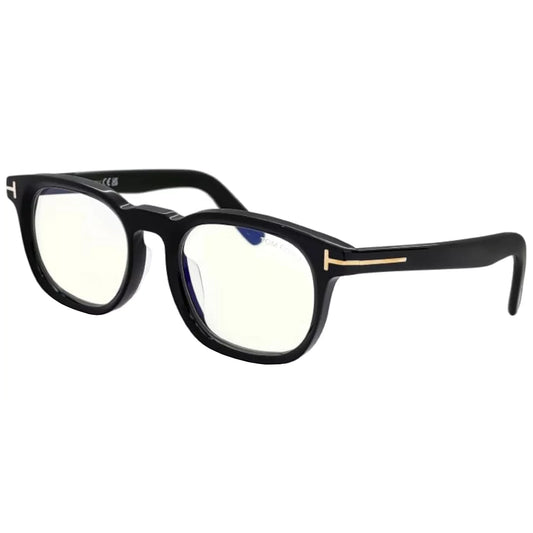 Tom Ford Men's Shiny Black Blue Block Oval Eyeglasses FT5930-D-B-001