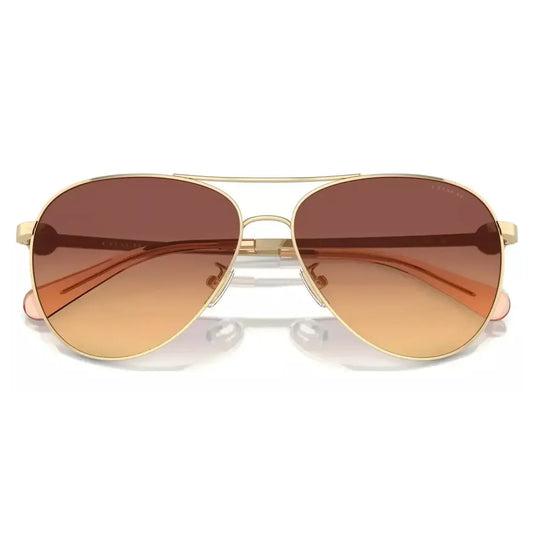 Coach Women's Shiny Lt Gold-Tone Aviator w/ Double Gradient Lens HC7128-90057858